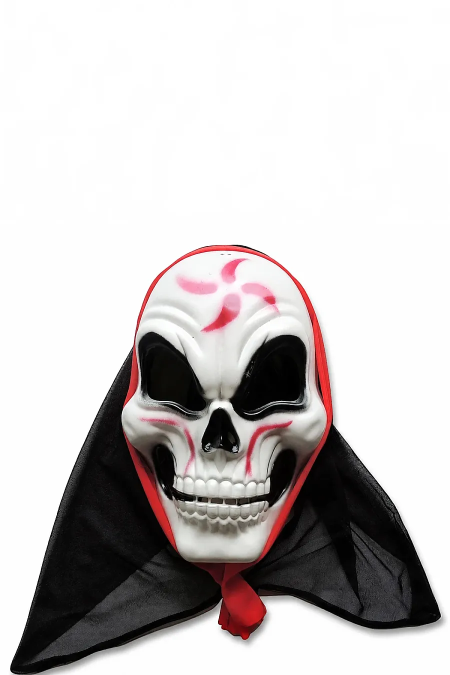 Halloween Maske İskelet Tüllü Kırmızı Beyaz - 2