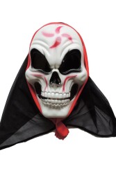 Beysüs Halloween Maske İskelet Tüllü Kırmızı Beyaz - 4