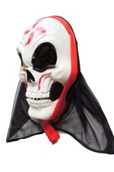 Beysüs Halloween Maske İskelet Tüllü Kırmızı Beyaz - 5