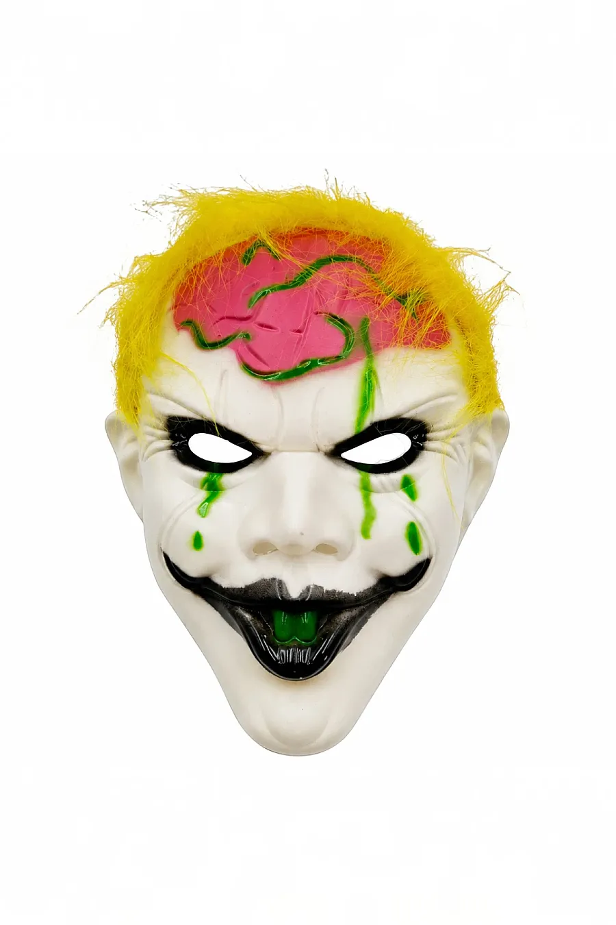 Halloween Maske Palyaço Pembe Beyin Sarı Saç - 3