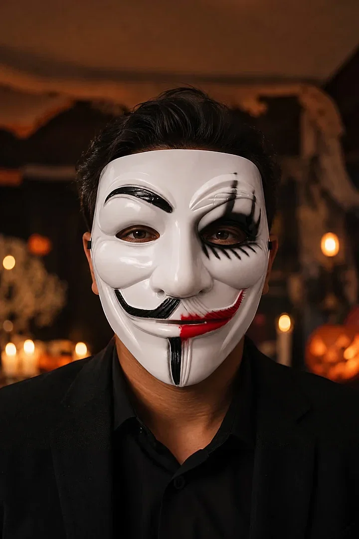 Halloween Maske Vendetta Kırmızı Beyaz Bys0005 - 1