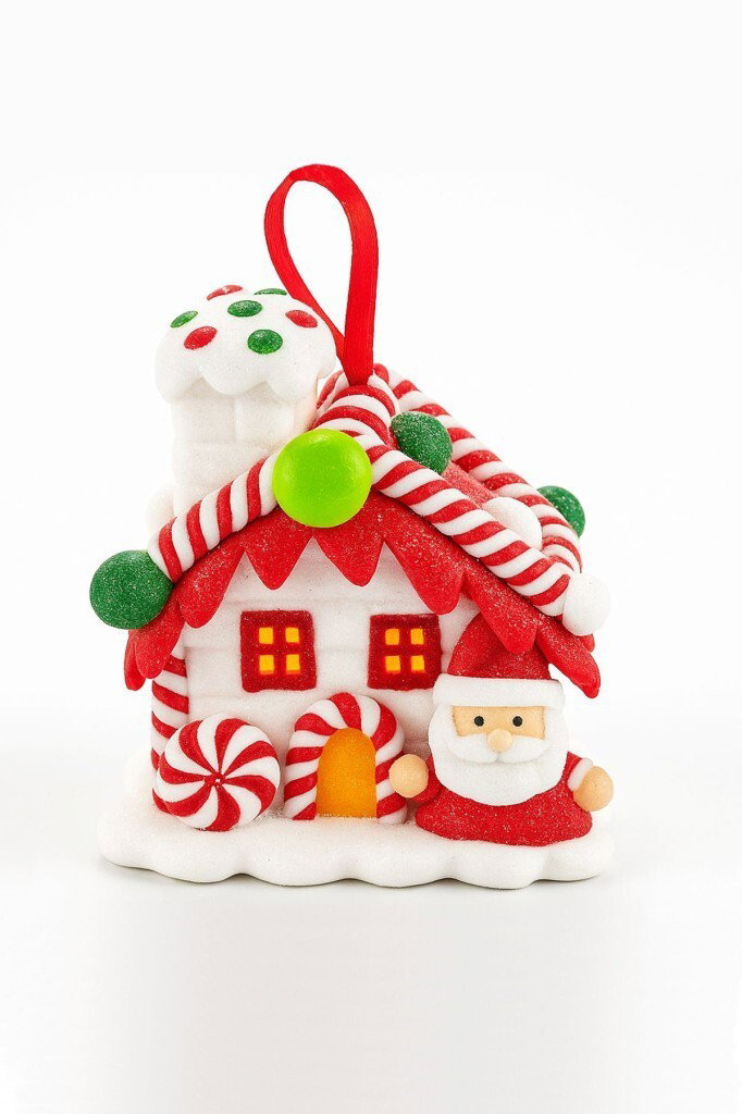 Beysüs Işıklı Yılbaşı Süsü Dekor Noel Baba Figürlü Şeker Ev - 2