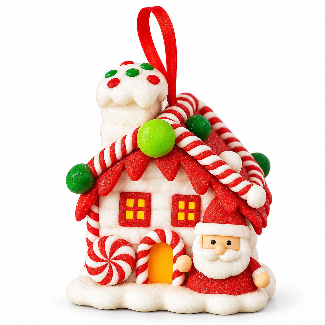 Işıklı Yılbaşı Süsü Dekor Noel Baba Figürlü Şeker Ev - 2