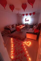 Beysüs Kalp Mum Love Ve Kalp Balon Gül Yaprağı, Tealight Mum Süsleme Sevgililer Günü Evlilik Teklifi - 3