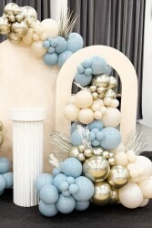 Beysüs Krom Beyaz Altın Mavi ve Krem Balon Seti 60 adet Zincir ve Pompa - 1