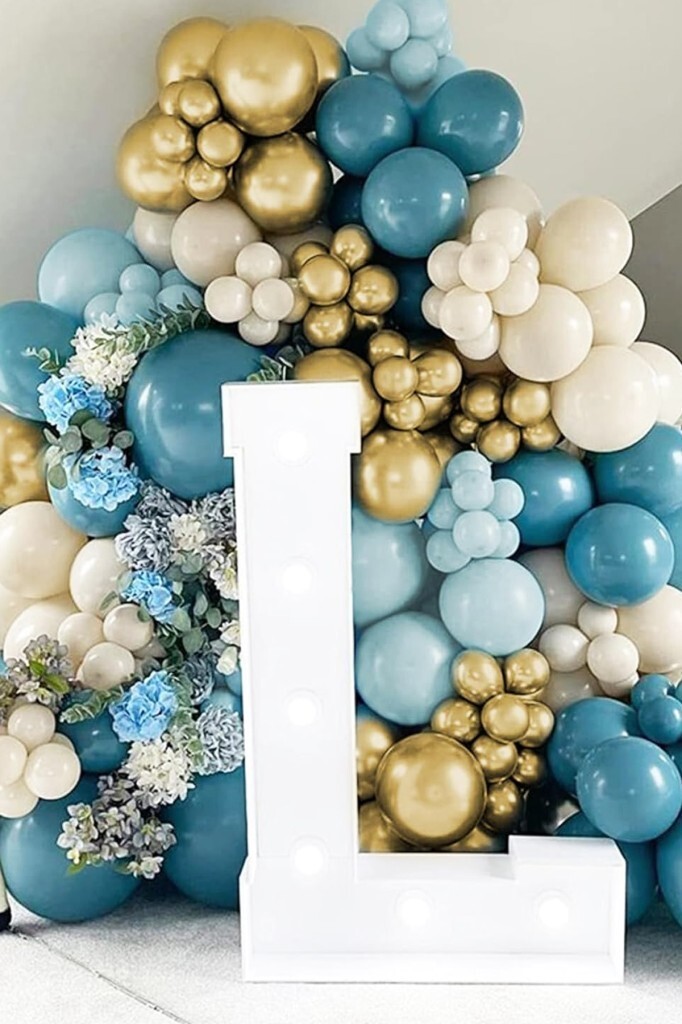 BeySüS Krom Gold Derin Okyanus Fırtına Mavisi Ve Sütlü Kahve Balon Zinciri 60 Adet - 4