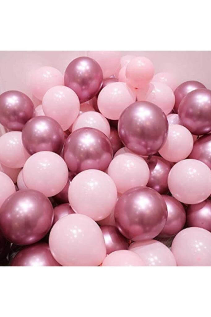 Beysüs Krom Pembe Ve Mat (pastel) Pembe Renk 10 Lu Balon - 1