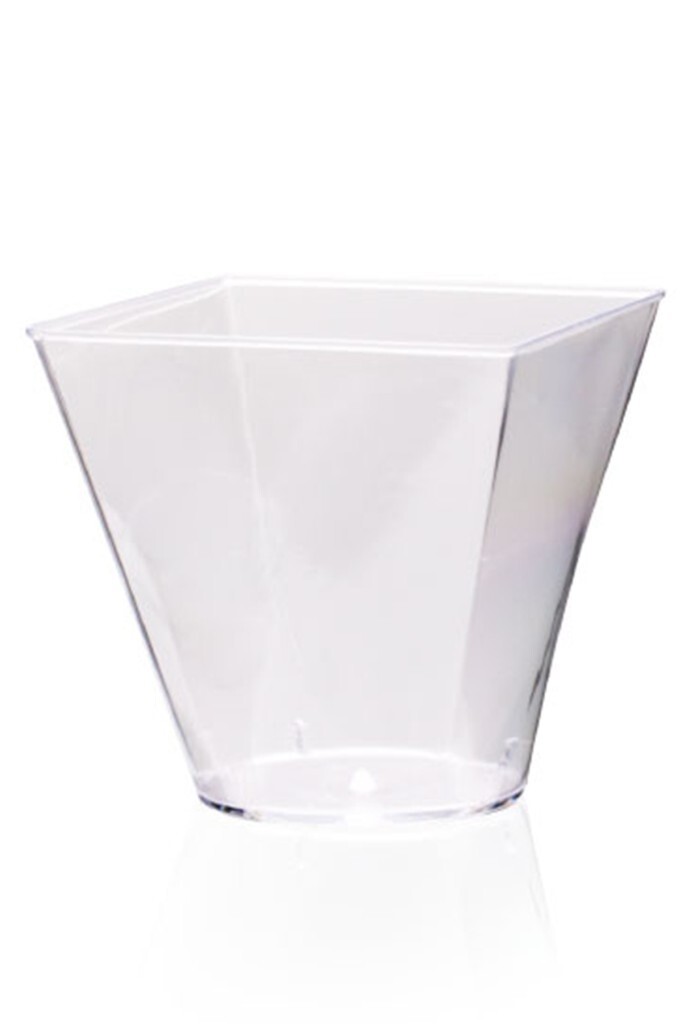Beysüs Kübik Prizma Kase Mika Plastik Şeffaf Kapaklı Sunum Kabı 24 lü 240 CC - 4