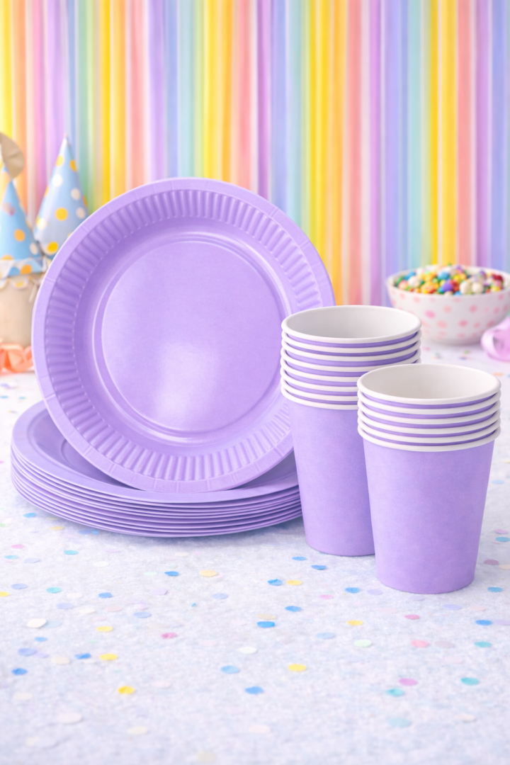 Beysüs Makaron Lila 8'Li Tabak Bardak Set - 1