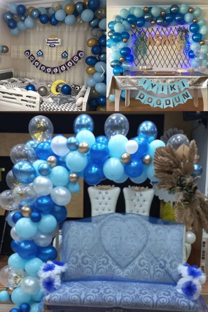 Beysüs Mavi Lacivert 65 li Balon Zinciri Süsleme Seti 5 Renkli Sünnet 1 Yaş - 3