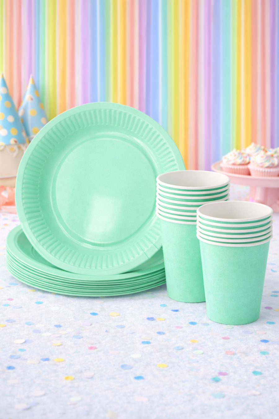 Beysüs Mint Yeşili 8'Li Tabak Bardak Set - 1