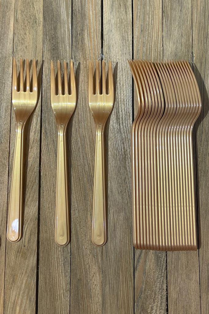 Beysüs Plastik Çatal Parti Çatal Gold - 1