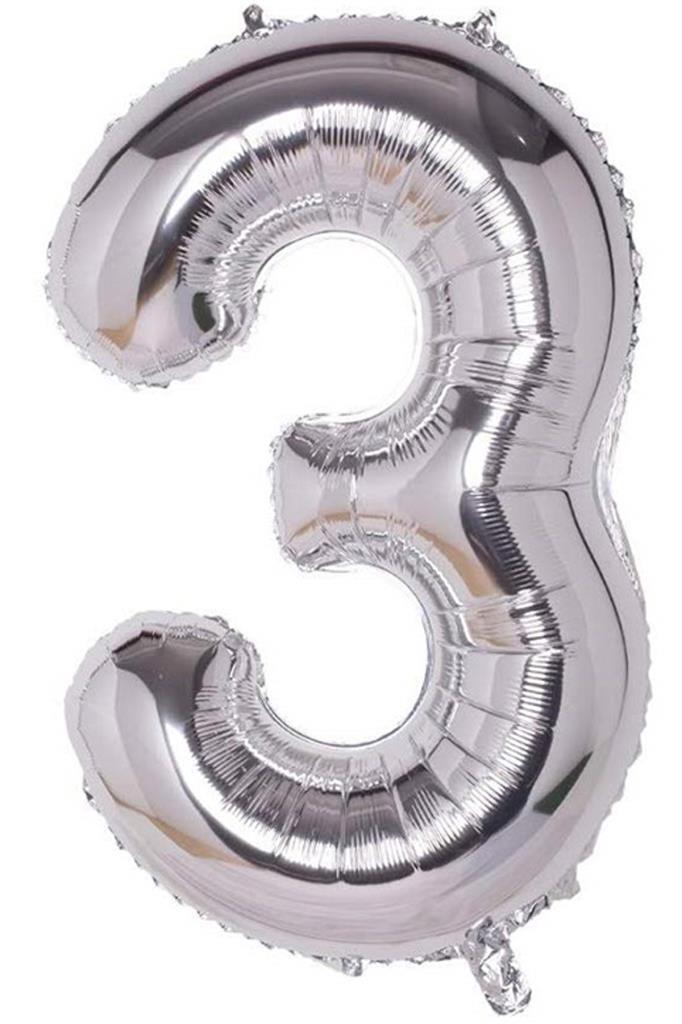 Beysüs Rakam Folyo Balon Gümüş 3 Rakam 40 İnç - 1
