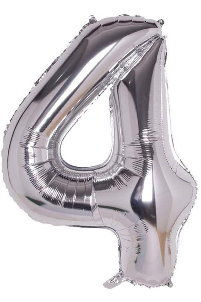 Beysüs Rakam Folyo Balon Gümüş 4 Rakam 40 İnç - 1