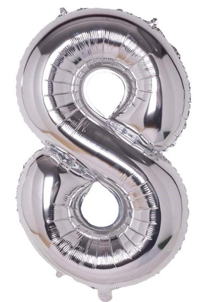 Beysüs Rakam Folyo Balon Gümüş 8 Rakam 40 İnç - 1