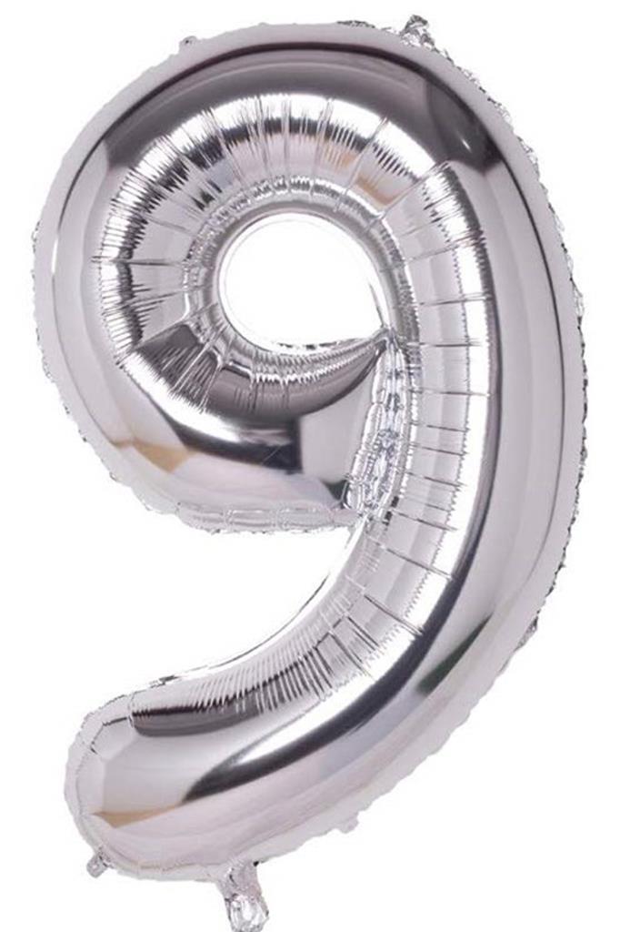 Beysüs Rakam Folyo Balon Gümüş 9 Rakam 40 İnç - 1