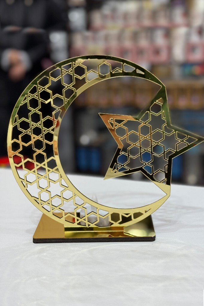 Beysüs Ramazan Ay Yıldız Model Dekoratif Pleksi Masa Süsü 20 cm Büyük - 3