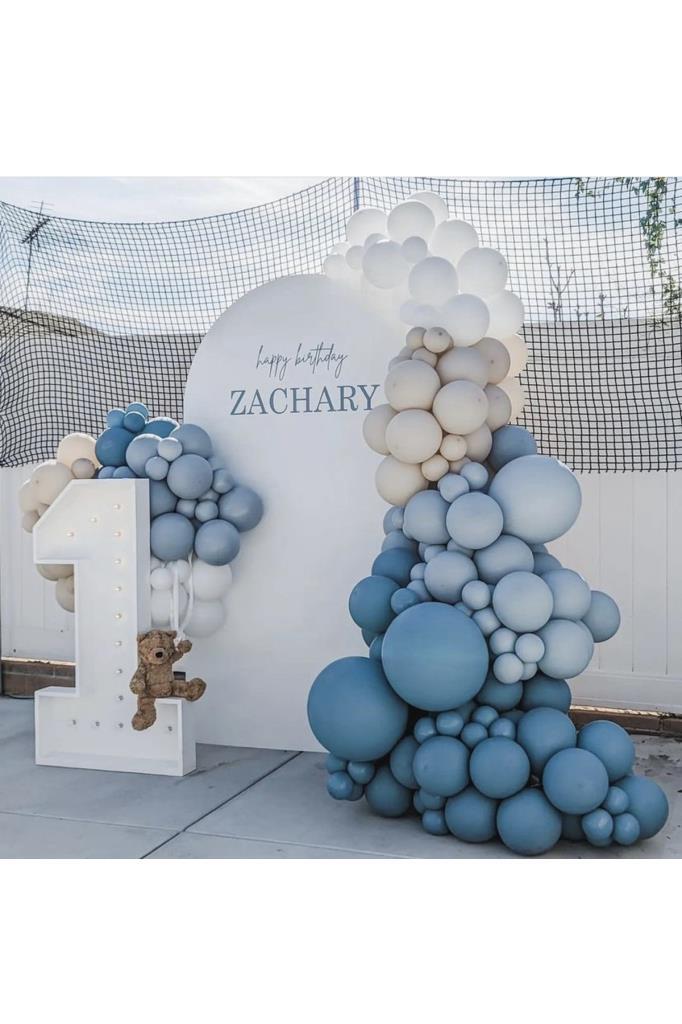 Beysüs Retro Fırtına Mavisi Derin Okyanus Deniz Kumu Balon Zinciri Seti 103 Adet Balon Pompa Ve Zincir - 1