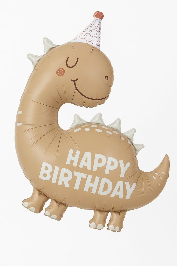 Beysüs Retro Sevimli Dinazor Happy Birthday Yazılı Folyo Balon - 3