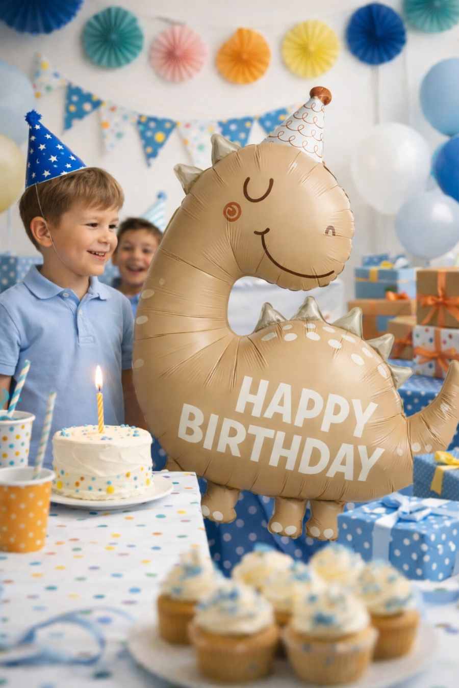 Beysüs Retro Sevimli Dinazor Happy Birthday Yazılı Folyo Balon - 2