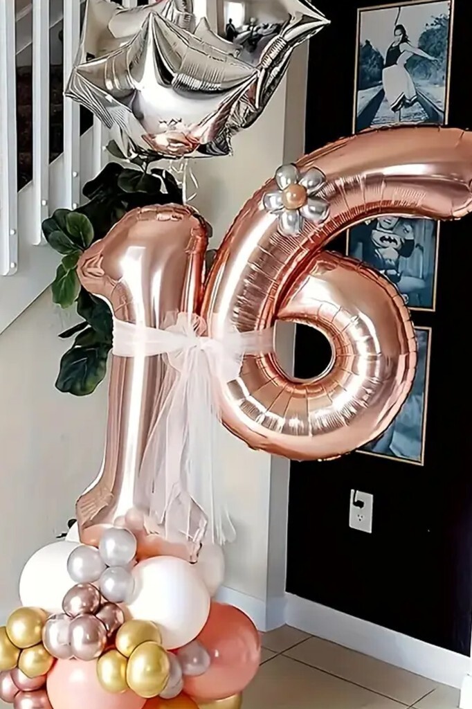 BeySüS Rosegold 16 Rakam Folyo Balon 80 cm - 2