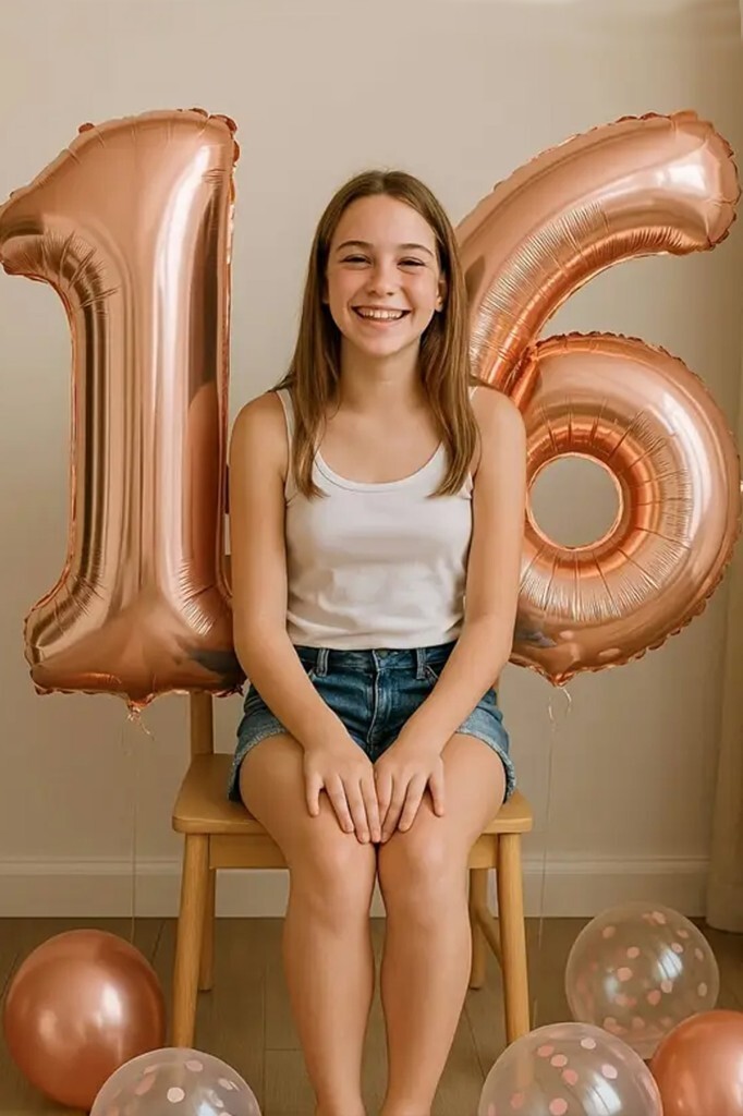 BeySüS Rosegold 16 Rakam Folyo Balon 80 cm - 3