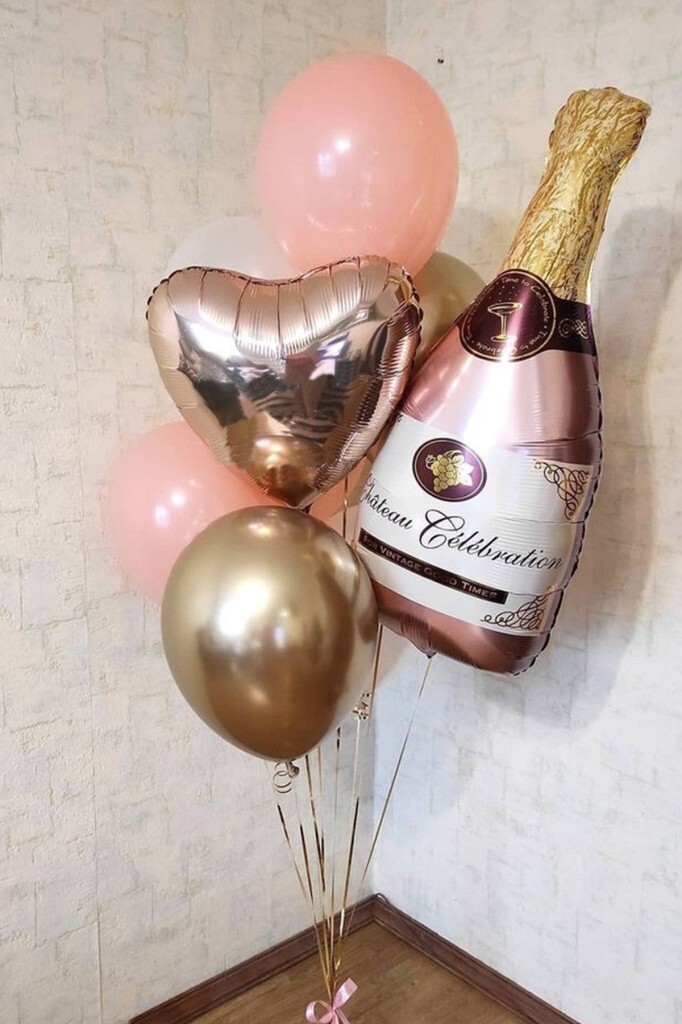 Beysüs Şampanya Şişesi Pembe Folyo Balon - 3