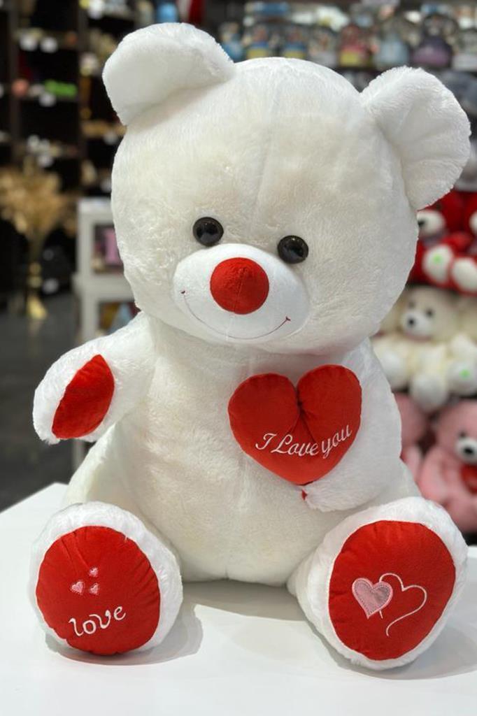 Beysüs Sevimli Peluş Ayıcık Beyaz 60 cm - 2