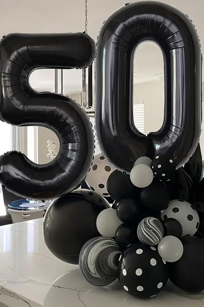 Beysüs Siyah 50 Rakam Folyo Balon - 5