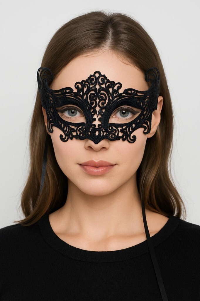 Beysüs Siyah Dantel Temalı Parti Balo Maske - 7