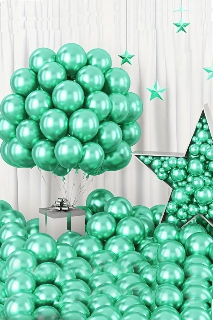 Beysüs Yeşil Krom Balon 7 adet 12inç - 1