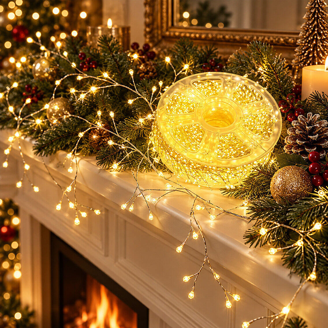 Yılbaşı Ağacı 50 Metre Dallı LED Tel Işık Gün Işığı Kumandalı Fonksiyonlu Peri Led - 3