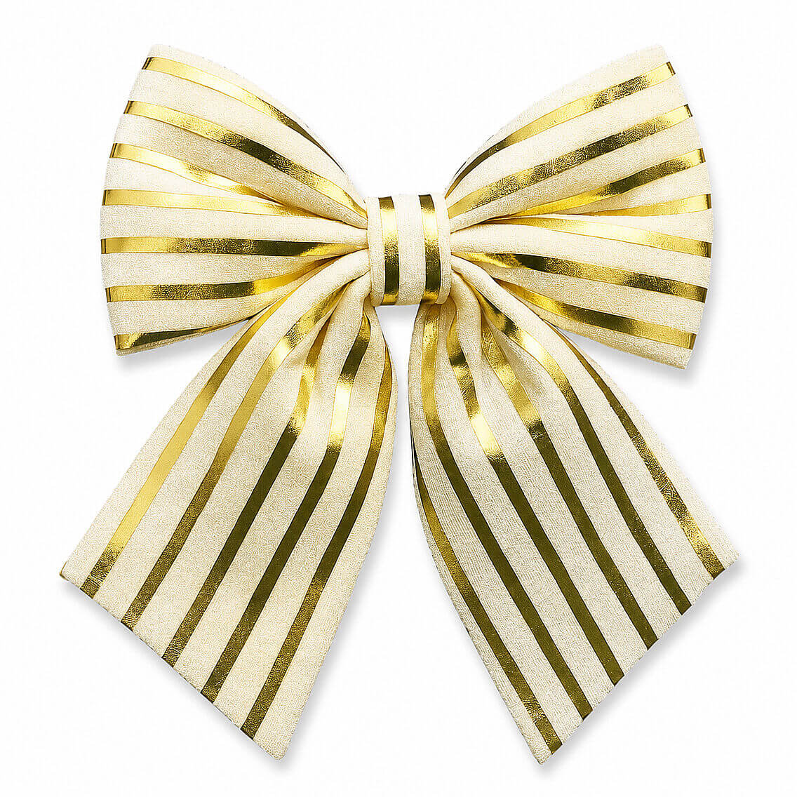 Yılbaşı Ağacı Süsü 26 Cm Krem Gold Çizgili Dekoratif Fiyonk - 2