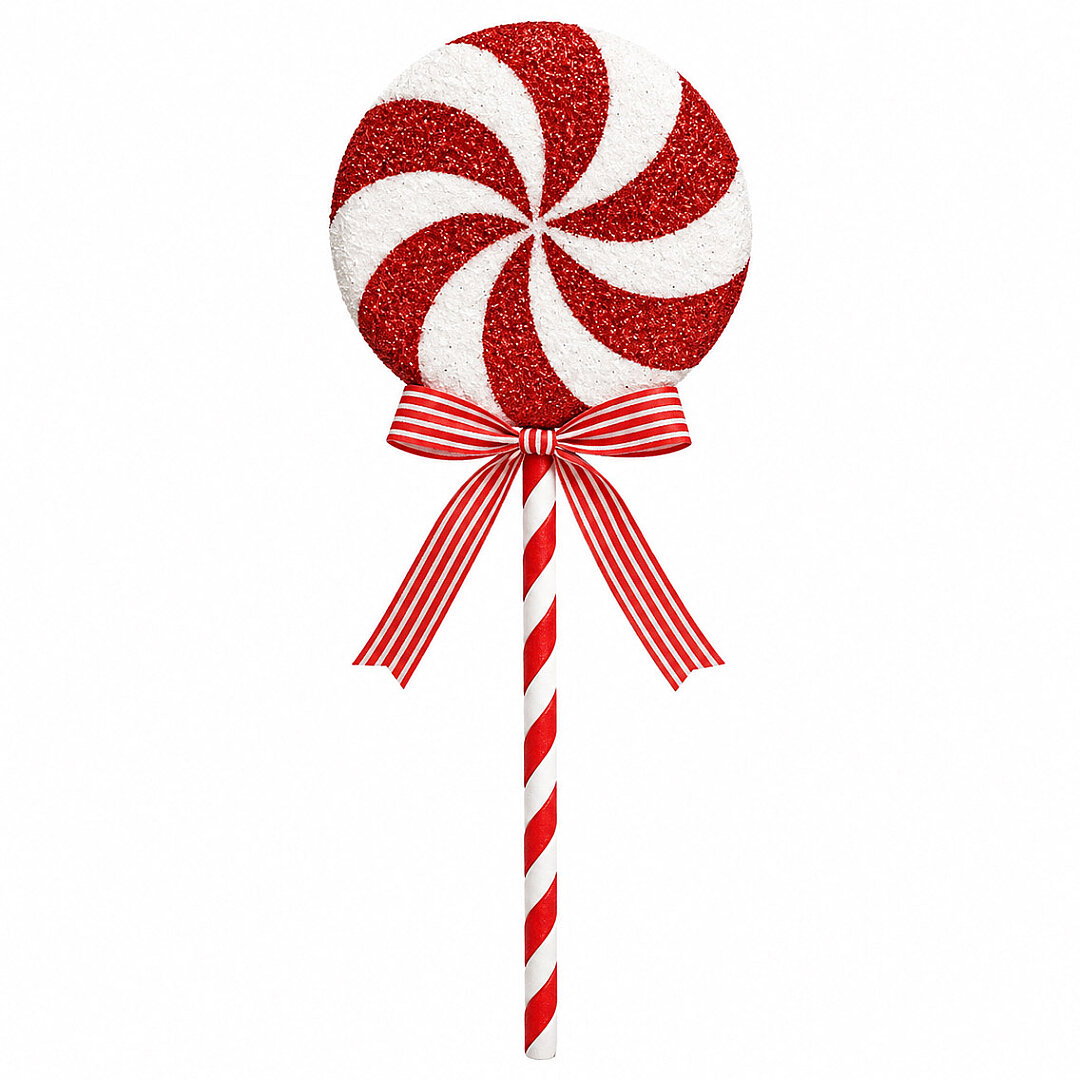 Yılbaşı Ağacı Süsü Büyük Kırmızı Beyaz Şeker 46 cm - 2