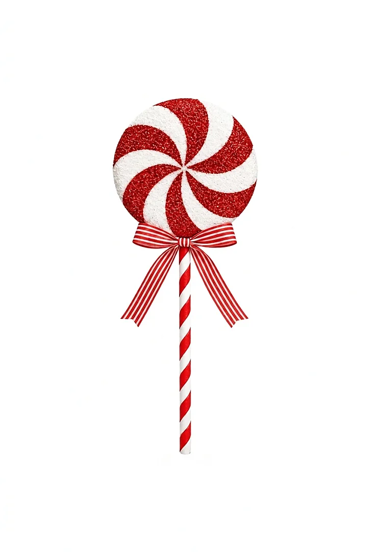 Yılbaşı Ağacı Süsü Büyük Kırmızı Beyaz Şeker 46 cm - 4