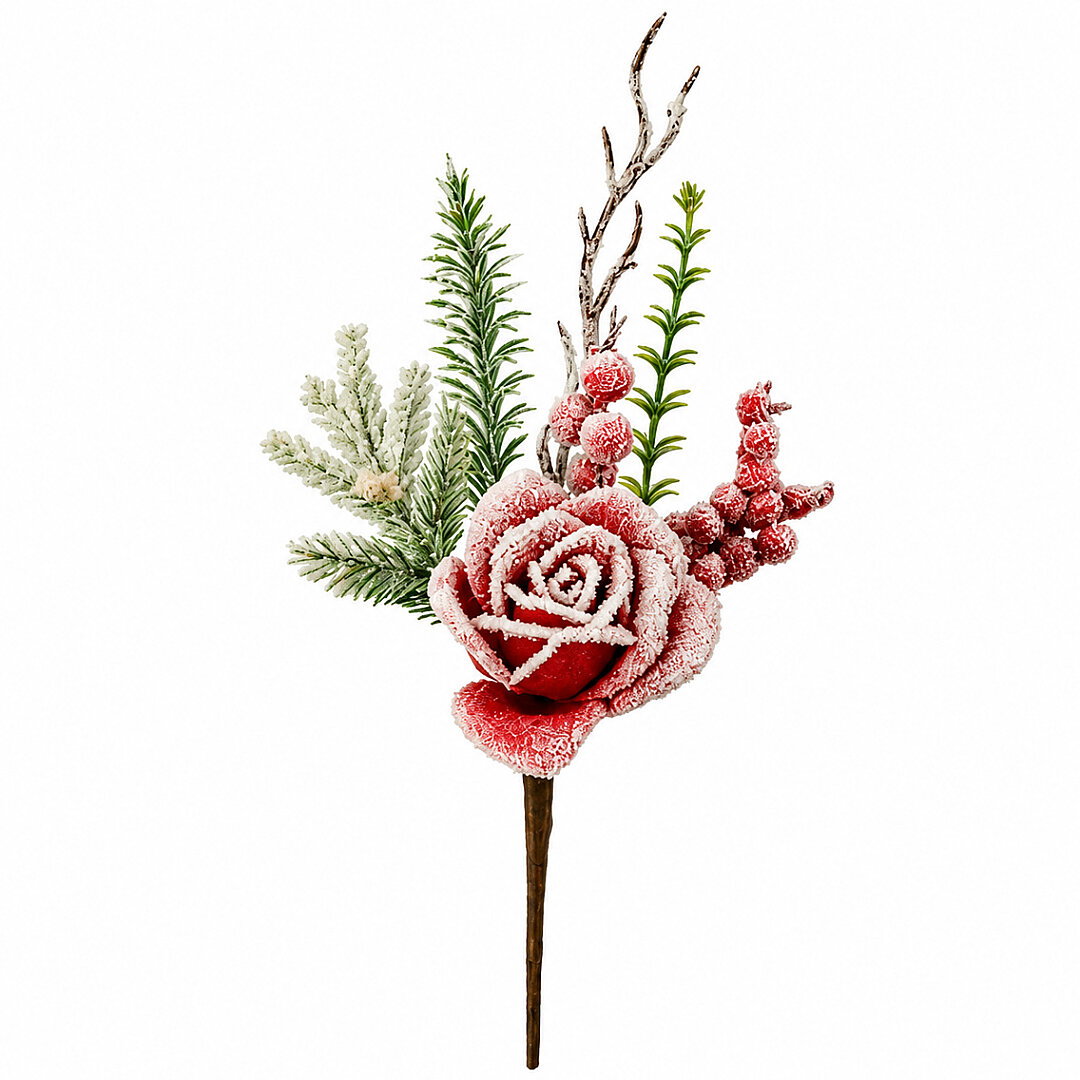 Beysüs Yılbaşı Ağacı Süsü Karlı Gül Kokina Dalı 30 cm - 2