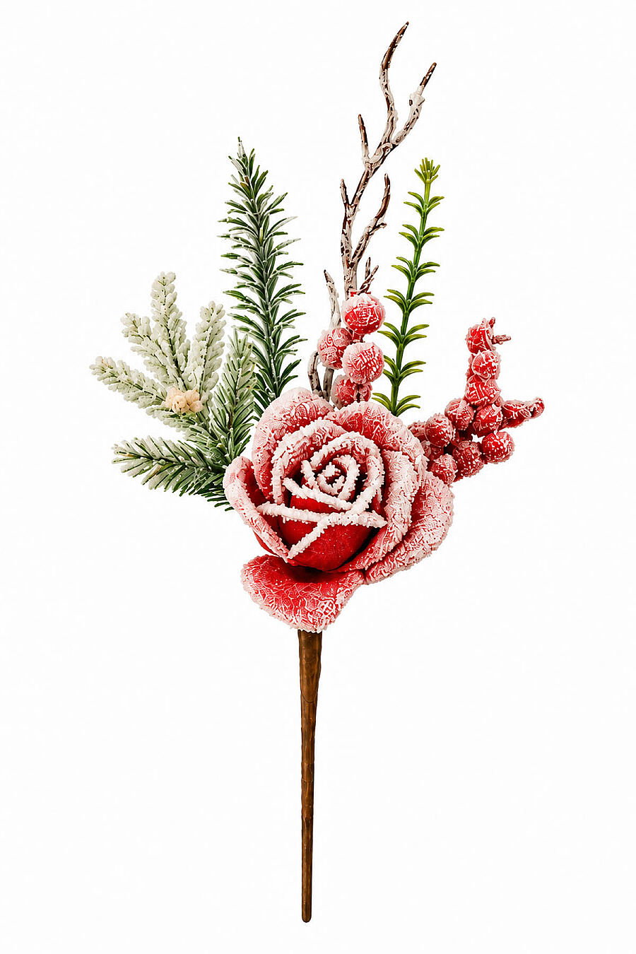 Yılbaşı Ağacı Süsü Karlı Gül Kokina Dalı 30 cm - 1
