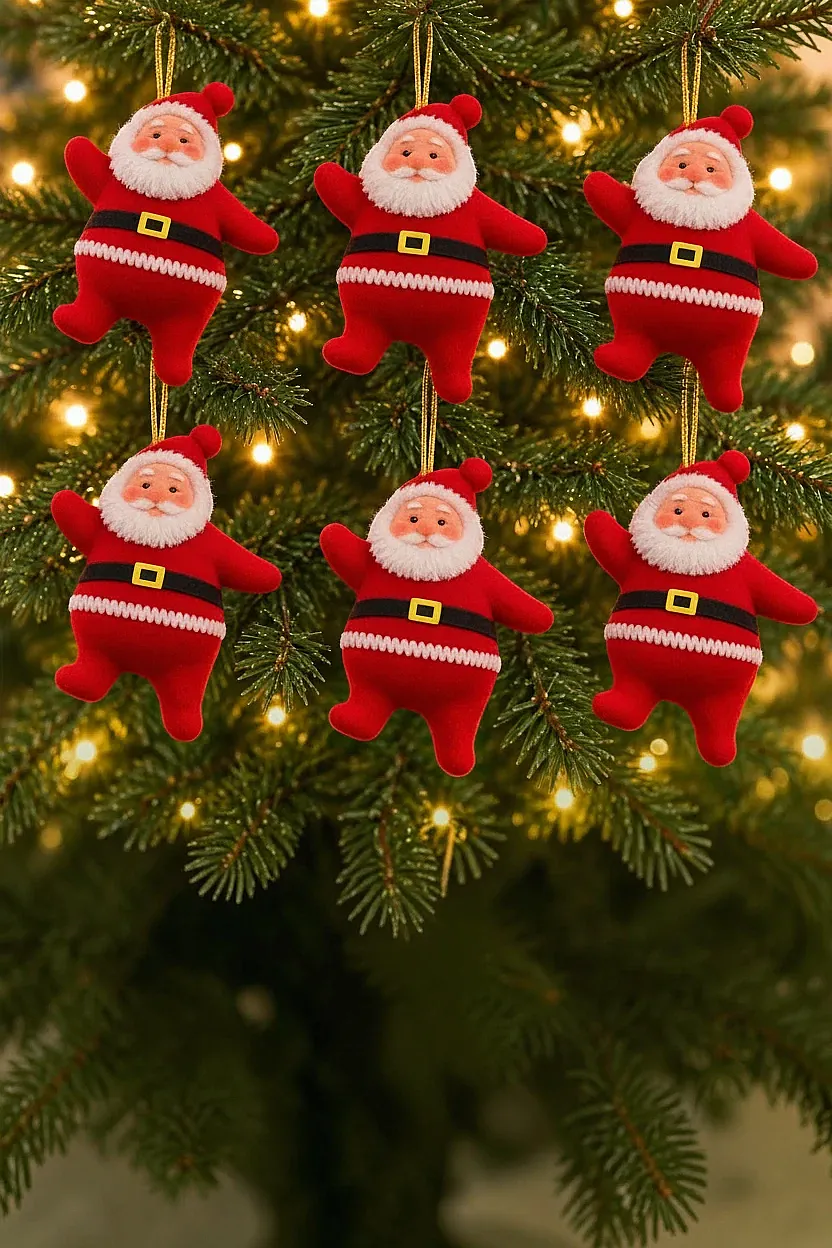 Yılbaşı Ağacı Süsü Mini Noel Baba 6'lı Set - 4