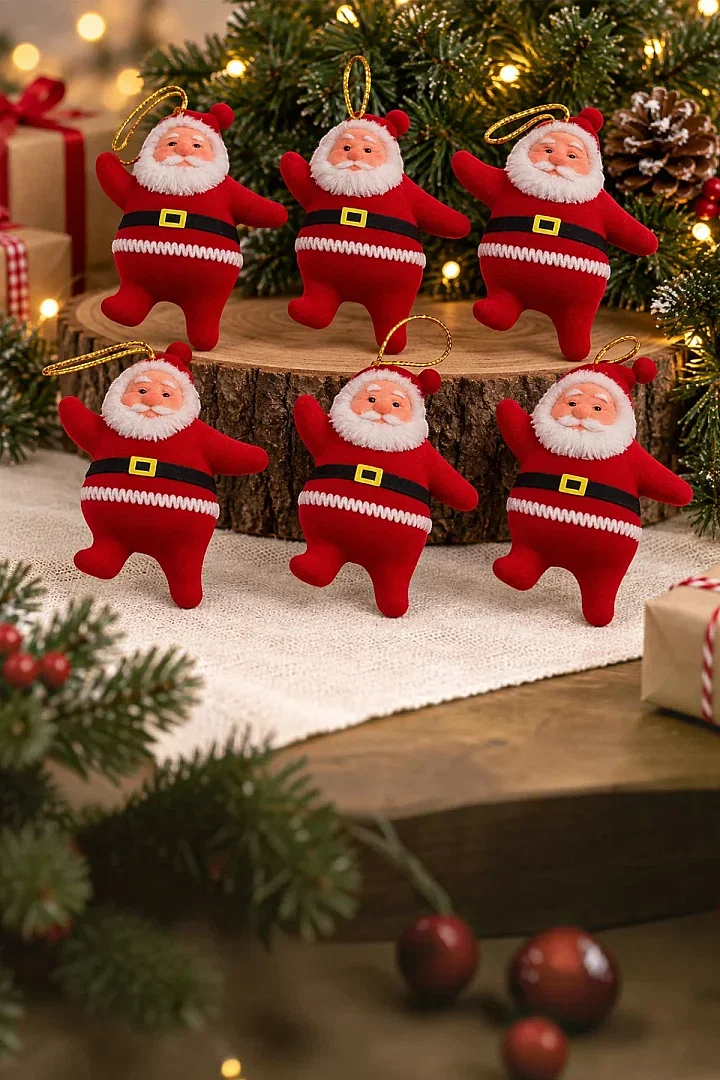 Yılbaşı Ağacı Süsü Mini Noel Baba 6'lı Set - 3