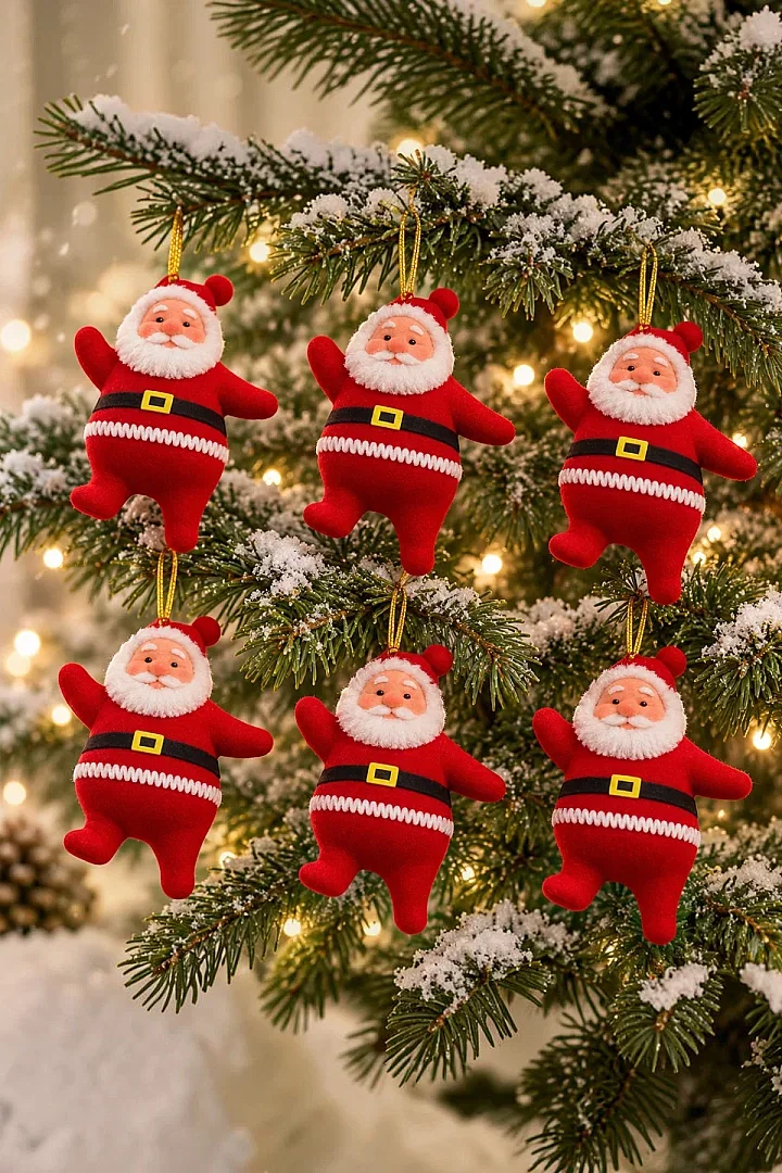Yılbaşı Ağacı Süsü Mini Noel Baba 6'lı Set - 1