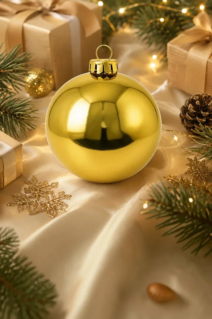 Yılbaşı Ağacı Süsü Parlak Gold Cici Top 25 cm - 4