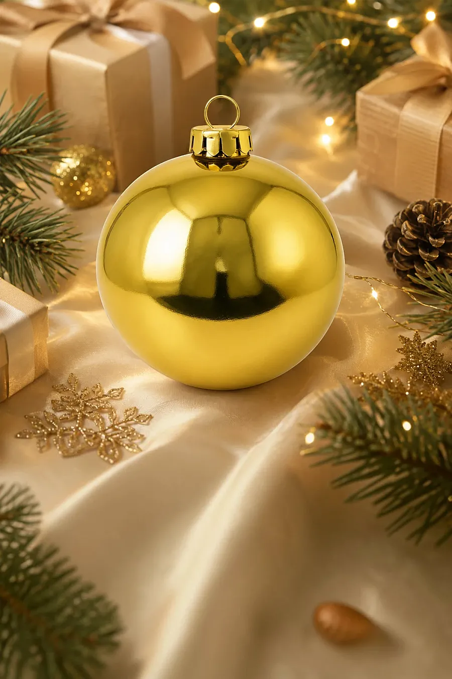 Yılbaşı Ağacı Süsü Parlak Gold Cici Top 25 cm - 4