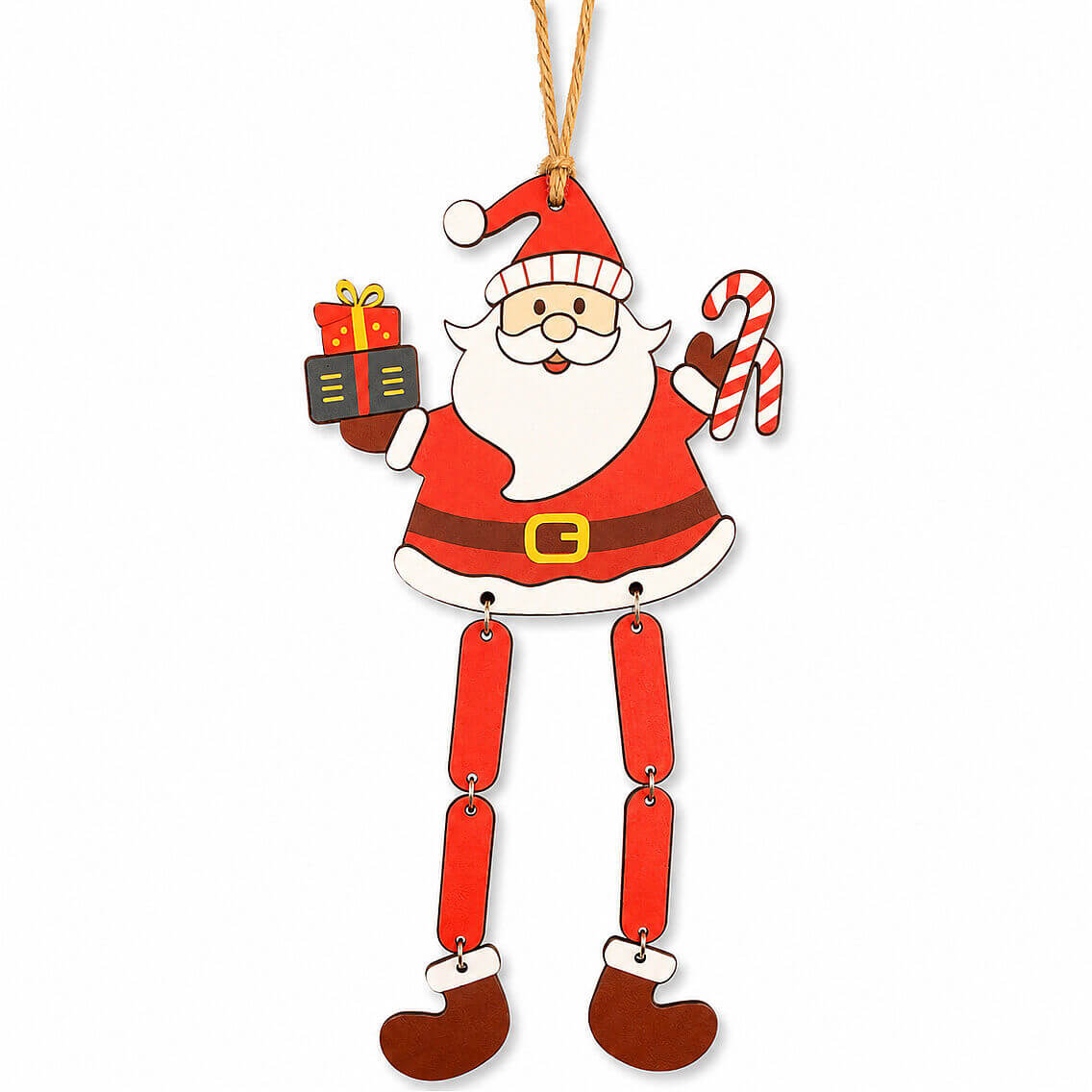 Yılbaşı Ağacı Süsü Sallanan Bacaklı Ahşap NOEL BABA 27 cm - 2