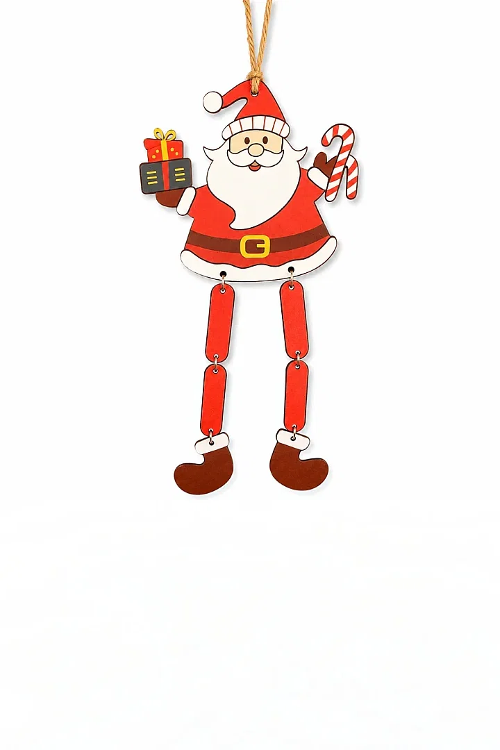 Yılbaşı Ağacı Süsü Sallanan Bacaklı Ahşap NOEL BABA 27 cm - 8