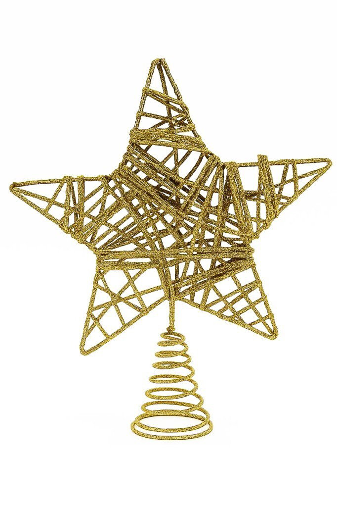 Beysüs Yılbaşı Ağacı Tepelik Yıldız 26 cm Altın Renk - 5