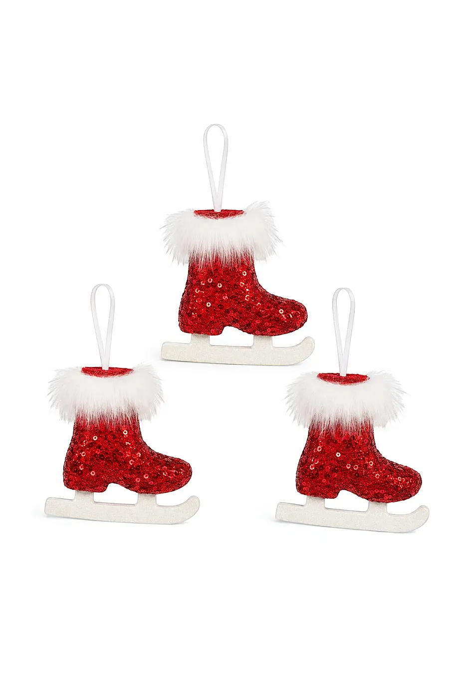 Yılbaşı Çam Ağacı Süsü 3’lü Kırmızı Buz Pateni 12 cm - 4