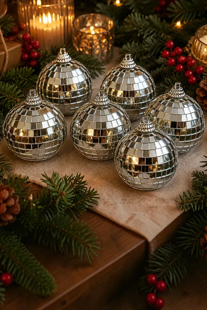 Yılbaşı Çam Ağacı Süsü Aynalı Disko Topu 6 cm 6 lı - 1