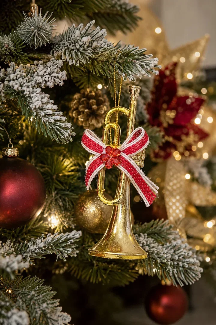 Yılbaşı Çam Ağacı Süsü Borazan Gold 12 cm - 2