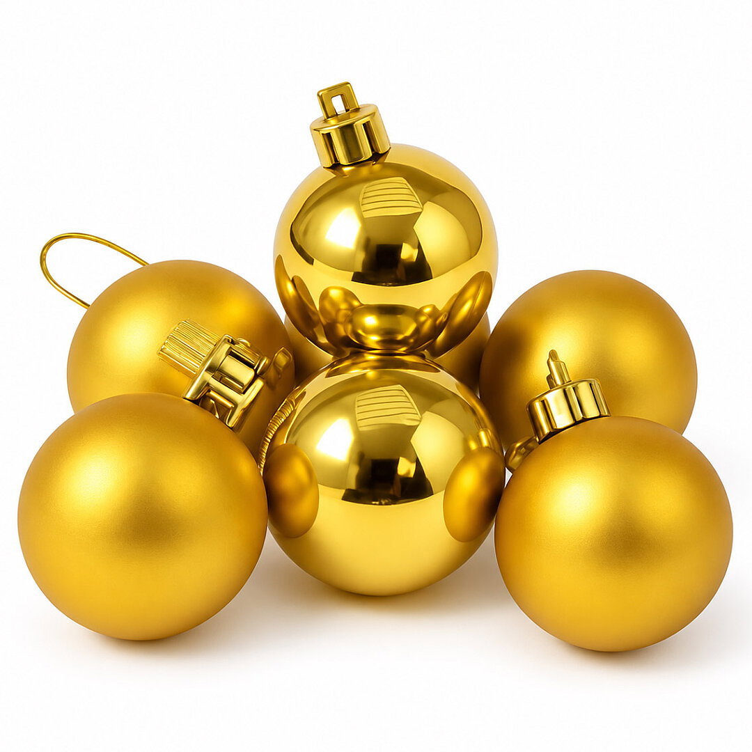 Yılbaşı Çam Ağacı Süsü Cici Top 4 cm 6 lı Gold - 6
