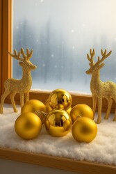 Yılbaşı Çam Ağacı Süsü Cici Top 4 cm 6 lı Gold - 7
